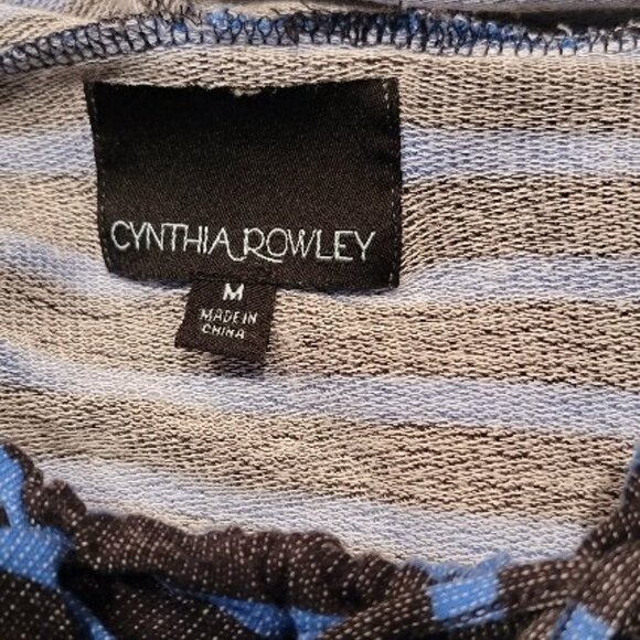 Cynthia Rowley Black & Blue Stripes Comfy Top with 3/4 Sleeves in Size M… - Picture 4 of 4